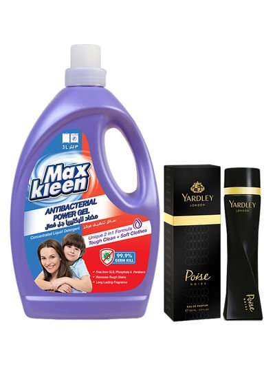 Maxkleen Liquid Detergent Antibacterial With Yardley Poise Noire EDP Multicolour 3L+100mlL