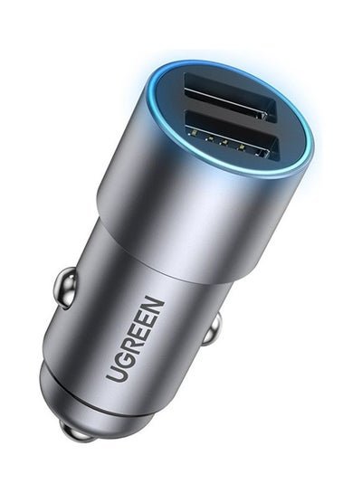 UGREEN Car Charger Dual USB 24W 4.8A  Mini Car Phone Charger Adapter Accessories Socket Compatible with iPhone 13 Mini Pro  Max New iPad 9 mini 6 iPad Pro Galaxy S21 S20 Silver