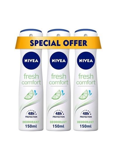 NIVEA NIVEA Fresh Comfort, Deodorant for Women, Spray 3x150ml