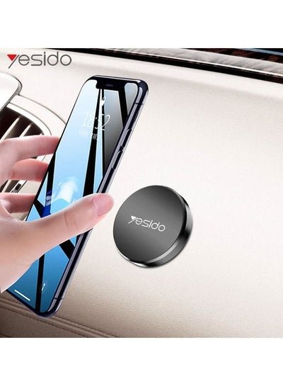 Yesido Classic Mini Mobile Phone Magnetic Car Mount Elegant Round Design Multi-Functional Multi-Location Cellphone Key Ref Magnet Holder for Apple IOS Xiaomi Samsung Huawei Realme Phones Top Quality
