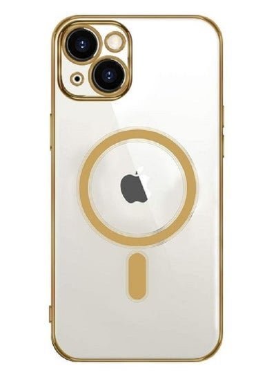 KST Design iPhone 14 Magsafe Case Classic Series Wireless Charging Compatible Clear Cover with Electroplating Frame Camera Lens Protection Design 6.1 inch Gold
