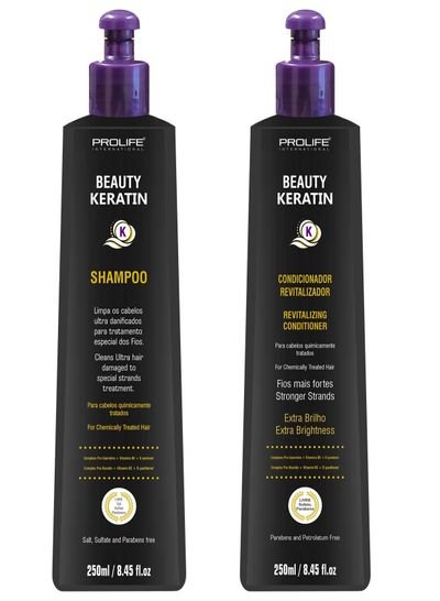 PROLIFE INTERNATIONAL Beauty Keratin Shampoo and Conditioner set | Damaged Hair Therapy | Rich of Complex Keratin and B5 Vitamin | Sulfate Free 250ml