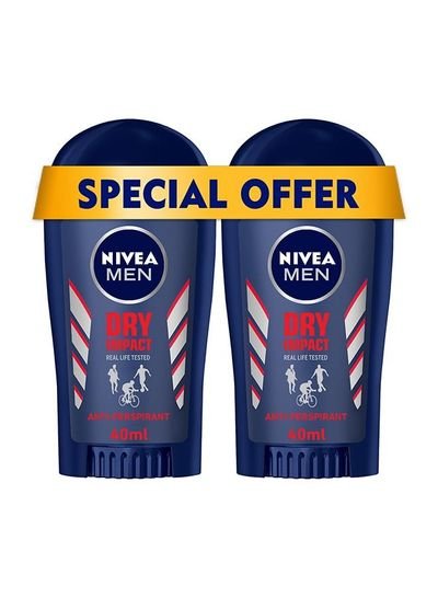 NIVEA NIVEA MEN Dry Impact, Antiperspirant for Men, Stick 2x40ml