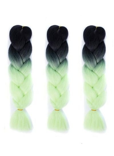 Arabest 3-Piece Jumbo Braid Hair Extensions Wigs Black/Light green