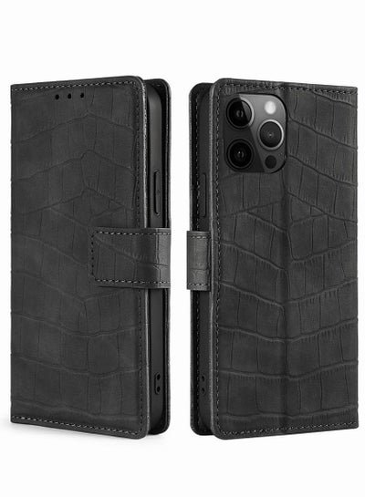 Motim Flip Leather Case Compatible with iPhone 14/14 Plus Cool Crocodile Snake Skin Pattern Textured Shockproof Protective Kickstand Wallet Phone Case Slim Thin Cover