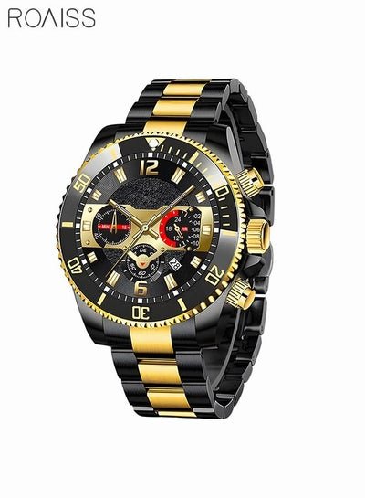 roaiss Men’s Luxury Water Resistant Stainless Steel Quartz Watch with Chronograph Date Multifunction