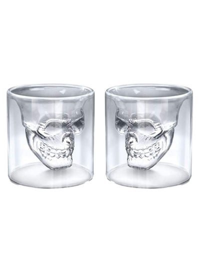 1Chase Double Layer Crystal Skull Head Glass 250 ML Set Of 2