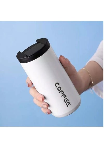 Generic 400ml Stainless Steel Insulated Vacuum Cup Double Walled Coffee Travel Mug Leakproof Anti-Slip Perfect For Coffee Tea Water And Soda White