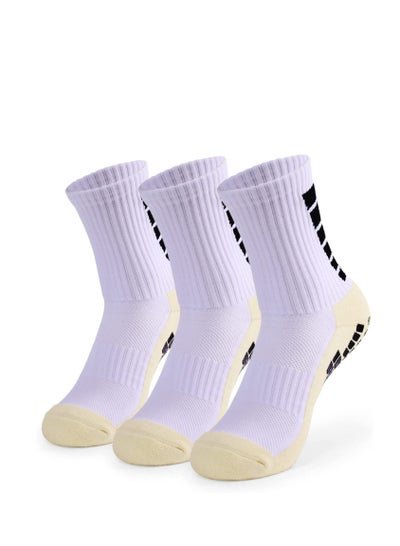 Haidue 3Pair Men’s Soccer Socks Anti Slip Non Slip Grip Pads for Football Basketball Sports Grip Socks