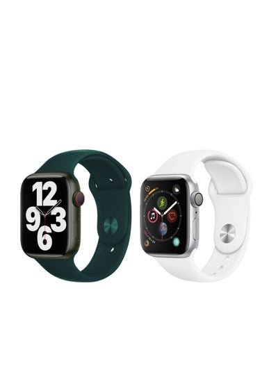Inder 38/40MM Silicone Replacement Band For Apple Watch Series SE/6/5/4/3/2/1 Dark Green and White