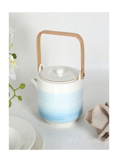 homes r us Artesanal Porcelain Teapot, Blue – 800 ml