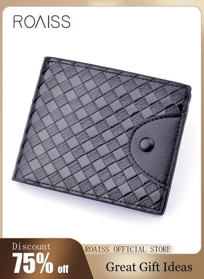roaiss Casual Fashion Open Short Wallet Gift for Men/Father/Brothers Black