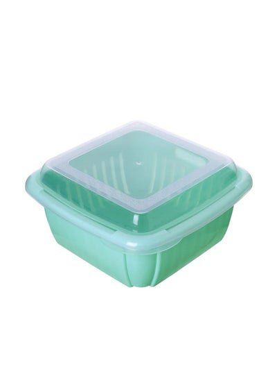 MileMelo Kitchen Multi-function Double-Layer Drain Basket, Fruit And Vegetable Fresh Storage Light Green