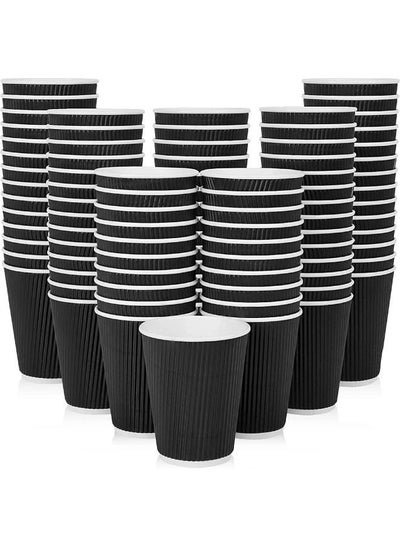 SNH PACKing Ripple Coffee Cups Black 12 Ounce Suitable For Coffee Tea Or Hot For Home And Office Use 25 Pieces