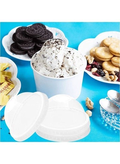 SNH PACKing Ice Cream Cups 16 Ounce White With Lid for Hot or Cold Food Party Supplies Treat Cups for Sundae Frozen Yogurt 25 Pieces