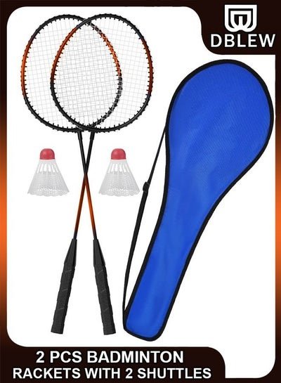 DBLEW 2 Players Badminton Double Rackets Set for Adults Kids Lightweight And Sturdy Racquet Indoor Outdoor Sports Backyard Game With 2 Shuttlecock And Carry Bag
