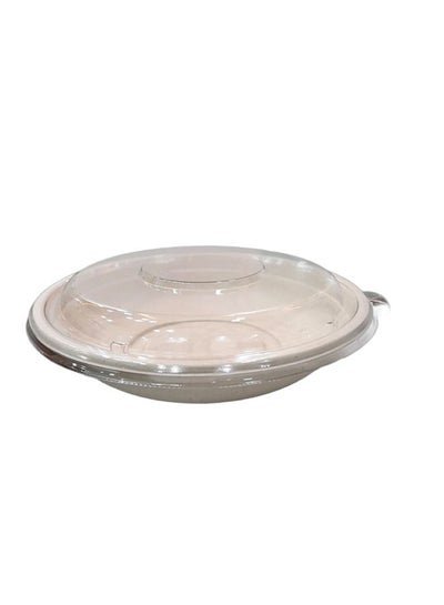 SNH PACKing Bagasse Round Bowl 24 Ounce With Lid Restaurant Carryout Lunch Meal Takeout Storage Food Service 25 Pieces
