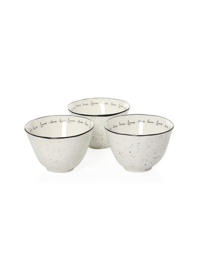 homes r us Amalfi Porcelain Bowls, Yellow & White – 10 cms, Set of 3