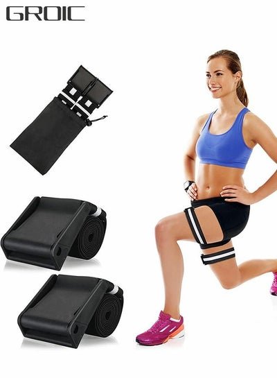 GROIC 2 Pack BFR Bands Blood Flow Restriction Bands, BFR Fitness Occlusion Bands for Bicep Legs Weightlifting Powerlifting Training Gym, Adjustable Exercise Muscle Growth Obstruction Bands