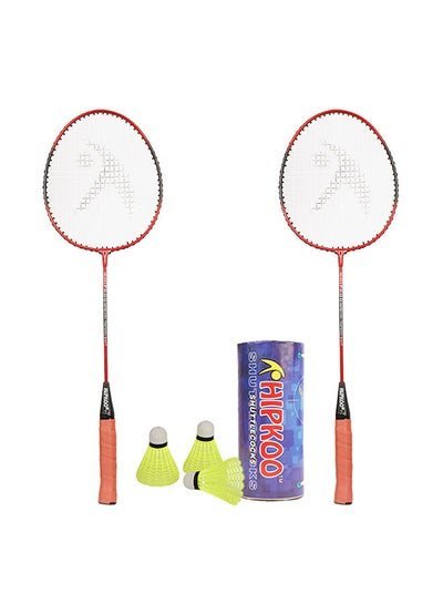 HIPKOO Hr 16 Aluminum Badminton Complete Racquets Set Of 2 Wide Body Racket And 3 Shuttlecocks