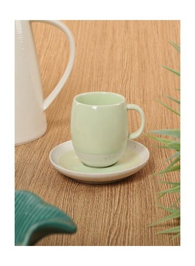 homes r us Pastel & Trend Coffee Cup and Saucer, Green – 120 ml