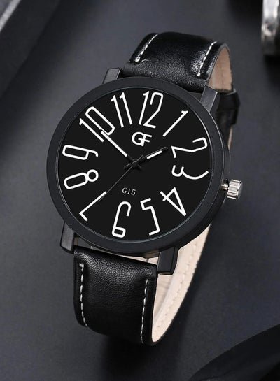 BGM Men Watch Wrist Watch Round Pointer Quartz Watch Black