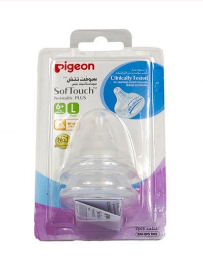 pigeon SofTouch Peristaltic Plus Wide-Neck Nipple, Y-Cut, 6+ Months, Large – Clear