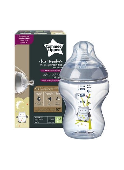 tommee tippee Closer To Nature Baby Feeding Bottle With Breast Like Teat 260ml – Clear/White