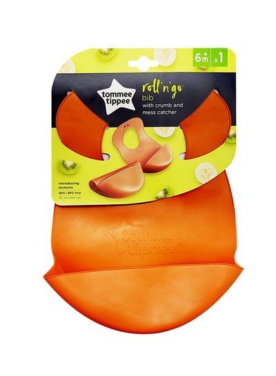 tommee tippee Bib Roll’N’Go With Crumb and Mess Catcher, BPA-free, Suitable From 6 Months, Orange – 46351462