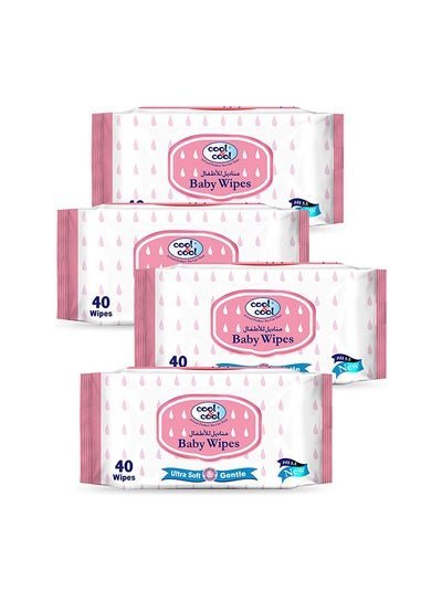 cool & cool Baby Wipes 40S Pack of 4