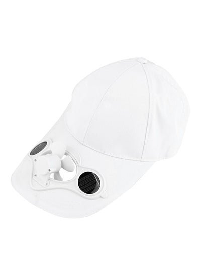 Generic Sport Outdoor Cap With Solar Sun Power Cool Fan For Cycling White