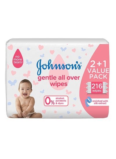 Johnson’s Baby Wipes – Gentle All Over, Glides Away 3X More Mess For Silky Smooth Skin – 216 Wipes