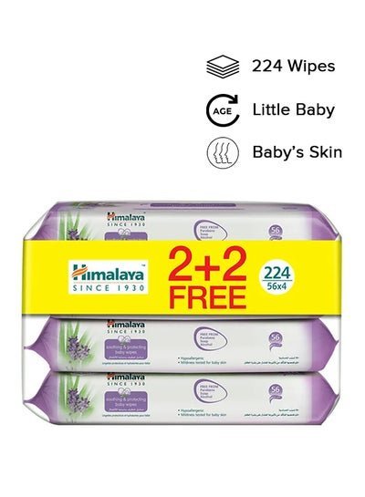 Himalaya Pack Of 4 Soothing And Protecting Baby Wipes, (224 Count)
