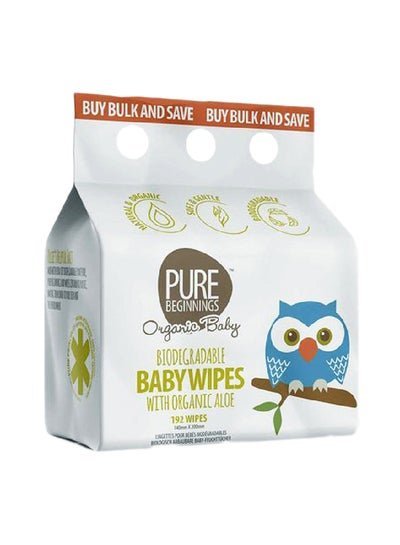 Pure Beginnings Biodegradable Baby Wipes With Aloe 192 Count