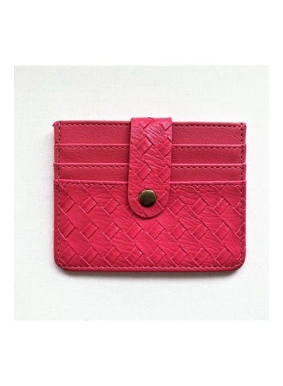 THE BLING STUDIO Woven Pattern Card Holder Pink