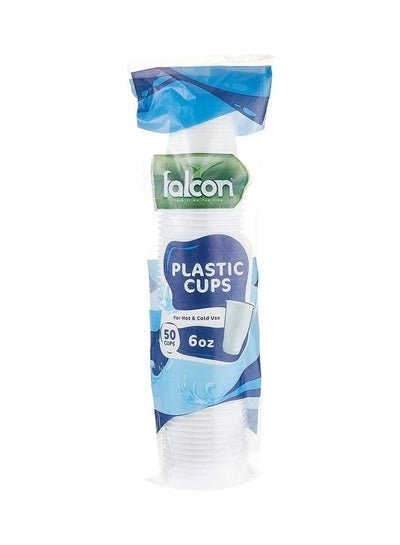 falcon Disposable Plastic Cups 6oz White/Blue