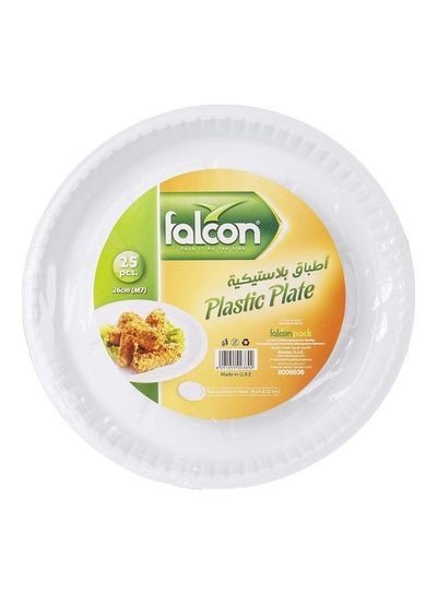 falcon Pack Of 25 Pieces Plastic Plate Round M7 26CM 1 White