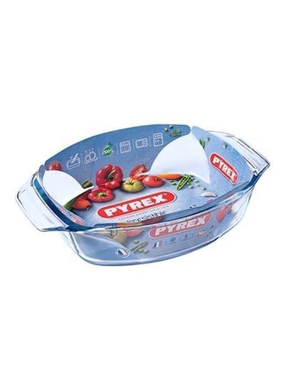 PYREX Irresistible Glass Oval Roaster High Resistance Easy Grip Transparent 30x21x7cm