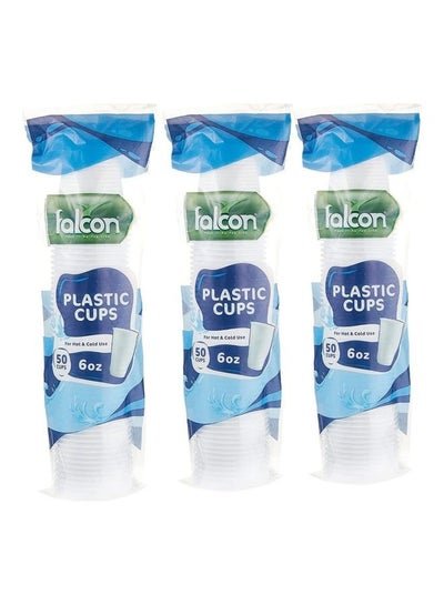 falcon Falcon Pack Of 3 Plastic Cups 6oz (150 Pcs) White