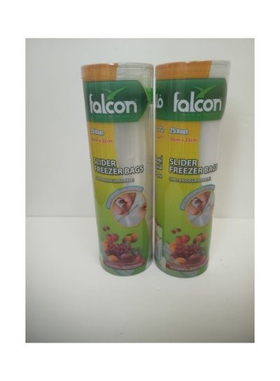 falcon Falcon Pack of 2 X 25 Bags Slider Freezer Bags Clear 32 X 22cm