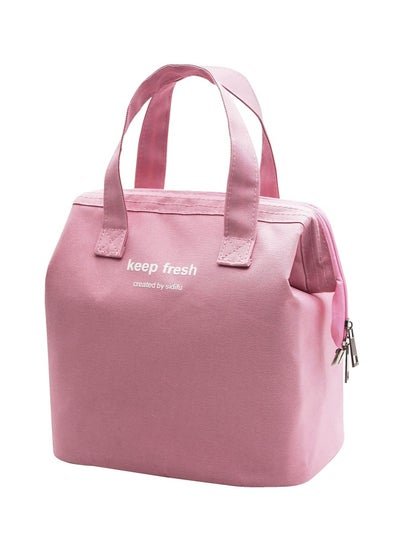 Keep fresh Insulation Large Space Portable Lunch Bag Pink 9x10x6 inch