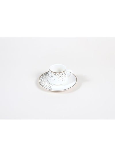 Orchid 2-Piece Tea Cup And Saucer Set 80ml White/Gold