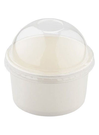 SNH PACKing Disposable Ice Cream Cups White 10 Ounce With Dome Lid for Hot or Cold Food, Party Supplies Treat Cups for Sundae, Frozen Yogurt 25 Pieces.