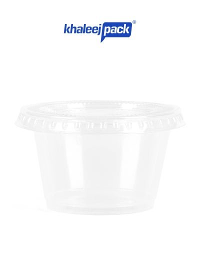 Khaleej Pack KHALEEJ PACK – [100 Cups] Clear Souffle Cups 4oz with Tight Lids for Salad Dressings – Dips & Sauces, With A Strong Seal & Durable.