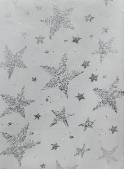 BGM Silver Glitter Star Flakes Printed Christmas Table Cloth White 100×140 Centimeter