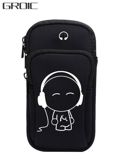 GROIC Phone Armband Holder Wrist Bag  Multi-Colors Durable  Waterproof For Running,Exercise ,Biking,Hiking, Fishing ,Camping For Women Men-Black