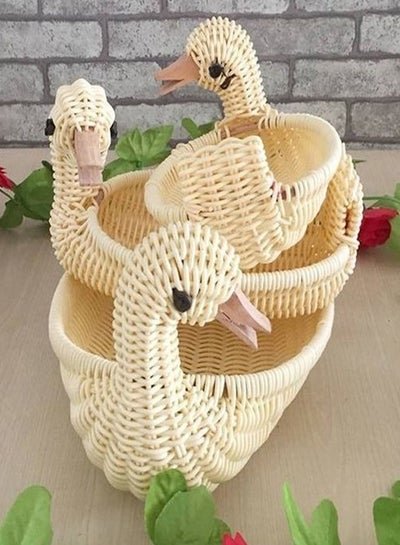 C&C Home 3-Pieces Creative Woven Animal Fruit Storage Basket Plate