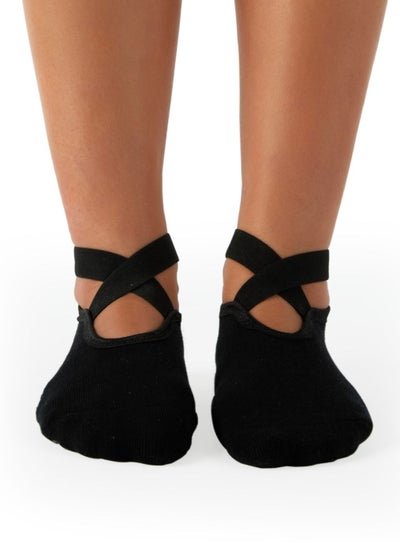 Prickly Pear Black Non-Slip Barre/Yoga/Pilates Socks, Womens, One Size Fits Most